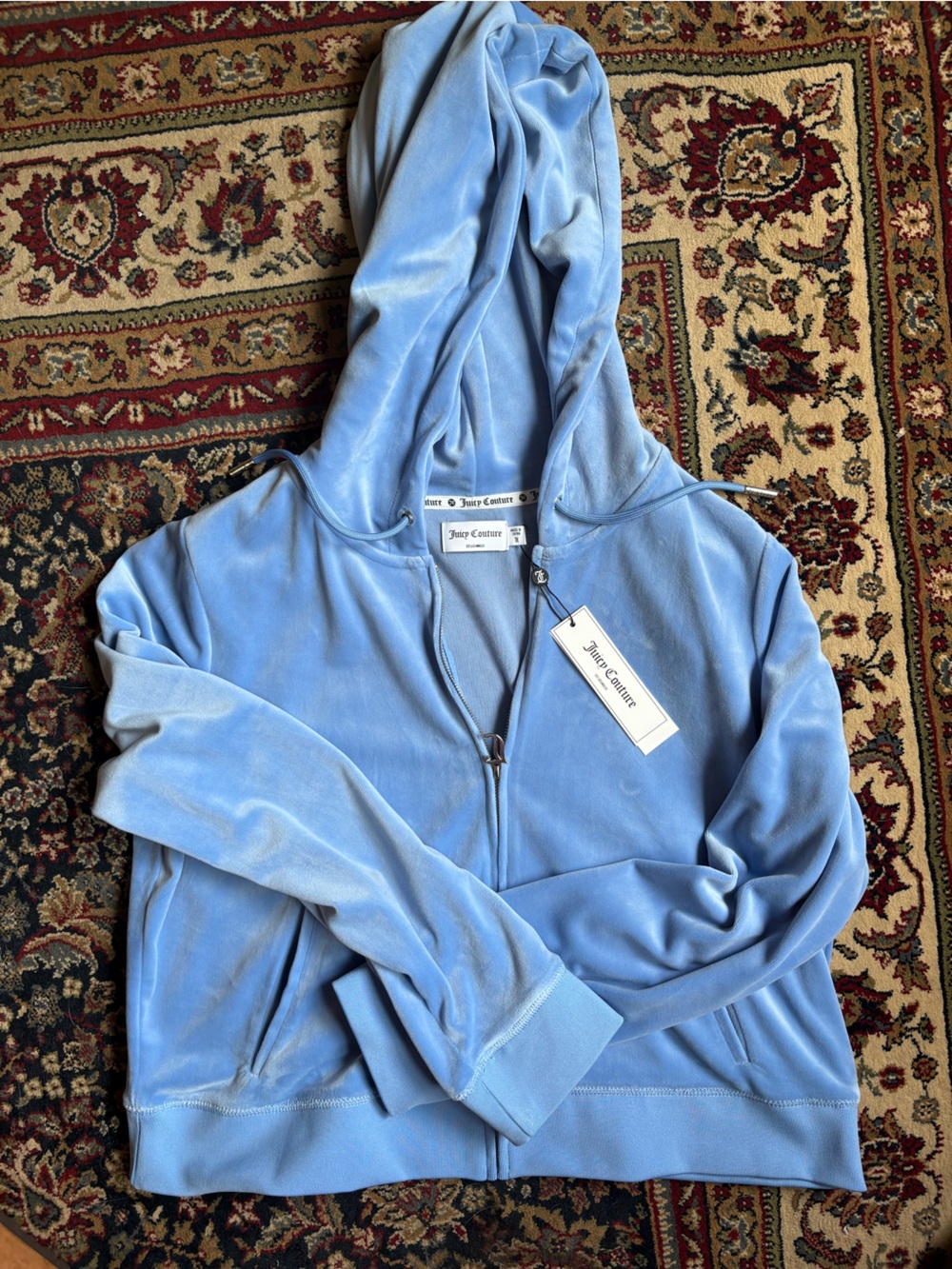 Juicy Couture Baby Blue Velour Zip Hoodie